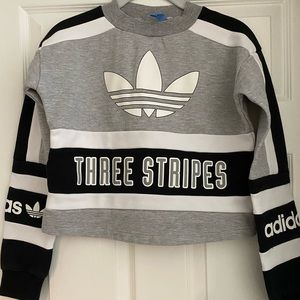 Adidas Cropped Trefoil Three Stripes Sweatshirt